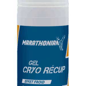 Gel Cryo Récup Marathonian, tube de gel de récupération musculaire à effet froid, posé sur fond blanc