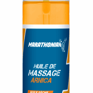 Huile de massage à l’arnica Marathonian, flacon pour récupération musculaire après le sport